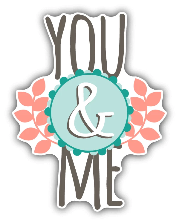 You & Me Wedding Pure Vintage Car Bumper Sticker Decal - Image 1 of 1