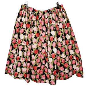 Tulipán Flor Floral Hecho a Mano Mujer Falda 38cm Un Lado Cintura Algodón Rosa Verde - Imagen 1 de 15