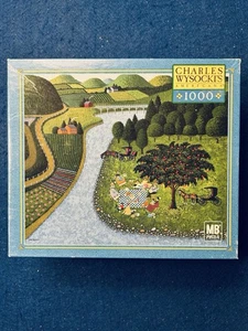 MB Charles Wysocki  Picnic Scene 1000 Piece Jigsaw Puzzle COMPLETE - Picture 1 of 9