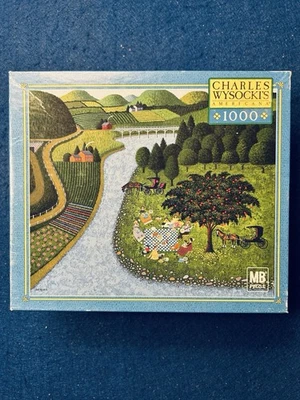 MB Charles Wysocki  Picnic Scene 1000 Piece Jigsaw Puzzle COMPLETE - Image 1 of 4