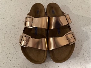 Birkenstock women Arizona Soft Footbed Copper leather sandal 39 R - Picture 1 of 7