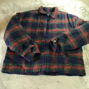 Vintage Old Navy Jacket Mens XL Navy Red Green Plaid Quilt Lined Outdoor Coat - Picture 1 of 7