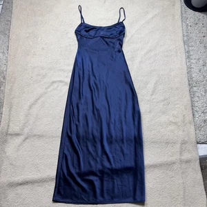 Jason Wu Dress Womens Extra Small Navy Blue Satin Maxi Slip Gown Open Back XS - Picture 1 of 12