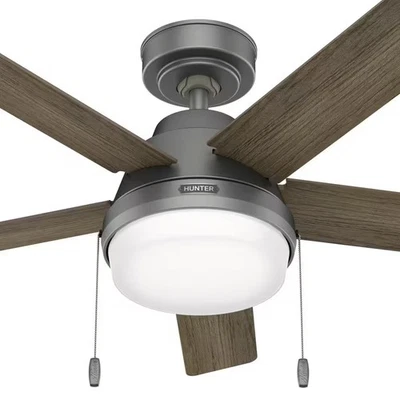 Ventilador de techo interior Hunter 44 pulgadas informal plateado mate con cadena de luz y tracción Foto 1 de 4