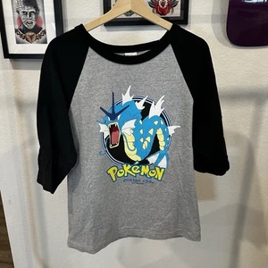 Vintage 1999 Pokemon Gyarados 130 Raglan Kid's XLarge Baseball Shirt Youth - Picture 1 of 5