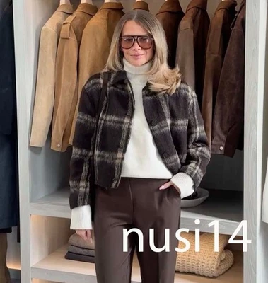 CHAQUETA ZARA MUJER NUEVA 30% LANA CUADROS NEGRA XS-XL 6318/289/800 Foto 1 de 4