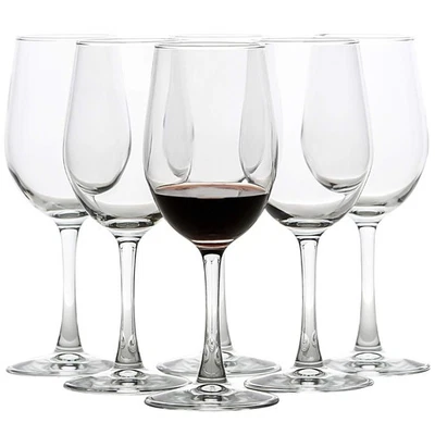 12 Ounce - Set of 6 All-Purpose Classic Durable Red/White Wine Glasses - Image 1 of 4