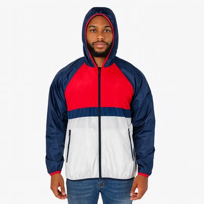 Forever 21 Vintage Nylon Windbreaker Jacket Shiny Silky Glanz Red White - Image 1 of 4