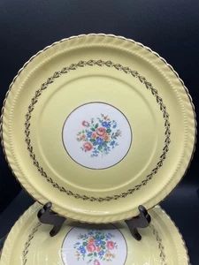 Vtg Steubenville Monticello Salad Bread Plate Yellow Floral Gold Trim USA - Picture 1 of 8