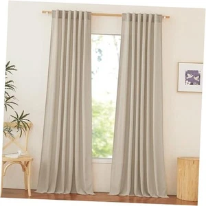 Thick Linen Curtains for Bedroom, Rod Pocket & 55"W x 95"L (Pack of 2) Angora - Picture 1 of 8