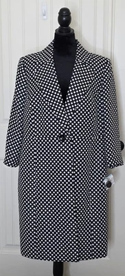 Chaqueta KASPER Lunares Mod Retro Negra Blanca Estilo Años 60 Columpio Talla 20W Nueva con Etiquetas Foto 1 de 4