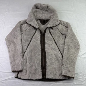 Chaqueta de vuelo polar Kuhl Sherpa ribete de cuero con capucha cremallera completa para mujer talla S beige - Imagen 1 de 14