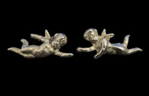Pendientes querubines vintage de plata de ley 925 joyería con tornillos 7 g ángeles Z11 - Imagen 1 de 6