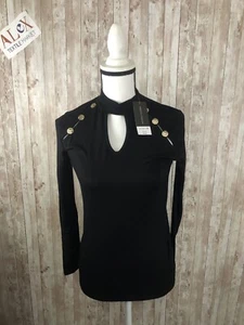 Dorothy Perkins Shirt Womens Size 8 Black Pullover Top Long Sleeve N106 - Picture 1 of 9