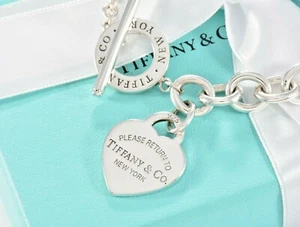 Please Return To Tiffany & Co Silver Toggle Chain 8.45" Bracelet New Version - Picture 1 of 8