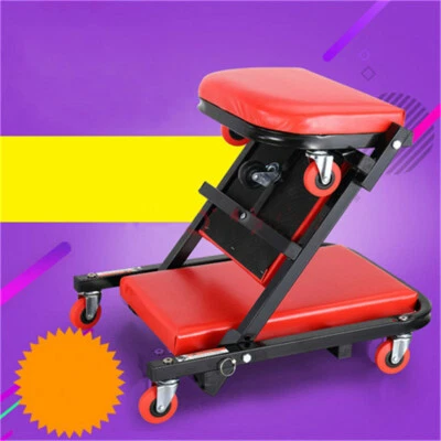 2 IN 1 Foldable Mechanics Padded Car Creeper Workshop Garage Trolley Stool Seat - Image 1 of 4