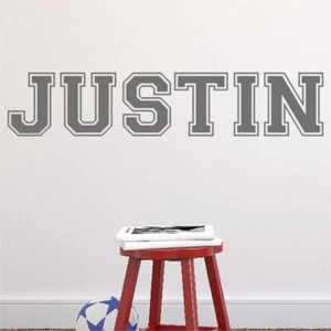 Personalised Varsity Name Wall Sticker Decal Kids College Style Bedroom - Picture 1 of 6