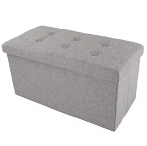 Folding Storage Ottoman, 30-Inch Tufted Footrest with Removable Bin (Gray) - Picture 1 of 8