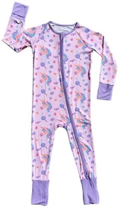 Unicorn Baby One Piece Bamboo Viscose Full Zip Pajama Jumpsuit Sleepers - Picture 1 of 6