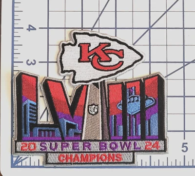Kansas City Chiefs 2024 Super Bowl LVIII 58 Trophy Patch Iron/Sew On Free Track!