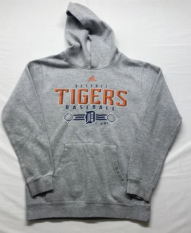 Detroit Tigers Sweater Boys Large 14-16 Gray Adidas Sweatshirt MLB Baseball Cover
