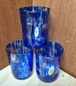 Brand NEW Murano Italy Drinking Glasses Set 3pc Blue Alessandro Coppola Venetian - Picture 1 of 11