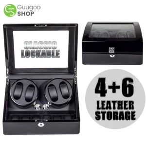 Automatic Rotation 4+6 Watches Watch Winder Leather Storage Case Display Box New - Picture 1 of 18