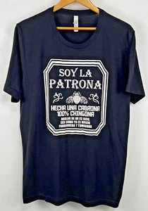 UNBRANDED XL Women Black Stretch Graphic Tee Soy La Patrona Semi-Sheer - Picture 1 of 7