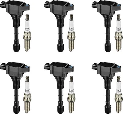 6 Ignition Coils Pack UF617 and Spark Plug For 2011-2013 INFINITI M37 3.7L V6 Foto 1 de 4