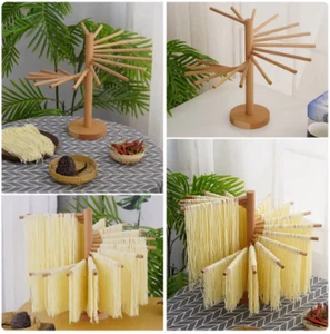 Collapsible Pasta Drying Rack Wooden Spaghetti Stand Dryer with 16 Suspension Ro - Picture 1 of 3