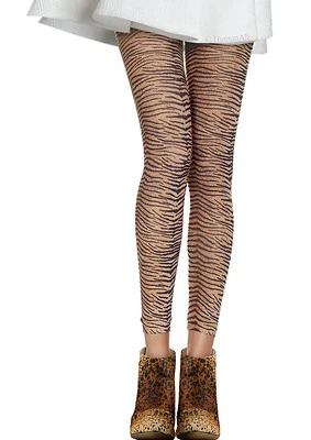 Opaque Tiger Print Footless Tights - Image 1 of 3