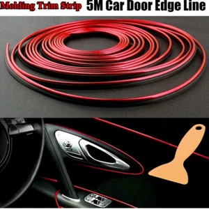 5M Car Interior Door Gap Edge Line Molding Trim Strip Decorate Red Accessories - Picture 1 of 12