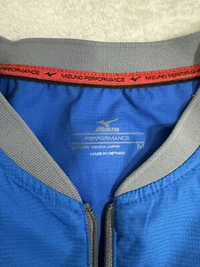 Mizuno Mens Medium 1/4 Zip Blue Warm-up Windbreaker Pullover Short Sleeve Jacket - Picture 1 of 6
