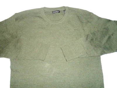 Joseph & Lyman Mens XL Merino WoolSweater Green Crew Neck Small Cable Stitch - Изображение 1 из 4