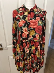 Stradivarius Shirtkleid Multi Große Rosen Blumenmuster Damen Gr. S M hübsch - Bild 1 von 13