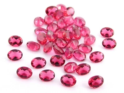 6X8 MM Lab Created Ruby Oval Shape Cut Loose Gemstone For Jewelry P-2215 - Image 1 of 4