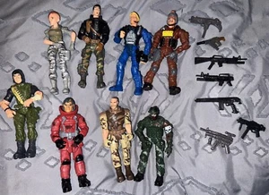 Lot Of 8 Lanyard Corps Highly Articulated G.I Joe Special Force Corp And Weapons - Picture 1 of 10