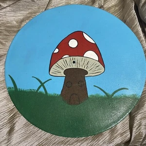 Hand painted Vinyl Record. One-of-a-kind. Mushroom House Smurf - Picture 1 of 4