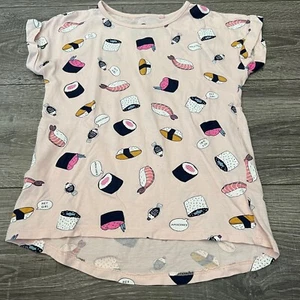 Cotton On Kids T Shirt Girls sz 8 Pink Cotton Short Sleeve Sushi Print - Picture 1 of 6