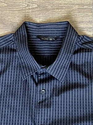 Camisa de vestir Axist XL a rayas manga larga abotonada mezcla de algodón bolsillo para hombre Foto 1 de 4