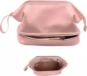 Large Capacity Makeup Bag Ladies Cosmetic Bag Travel Bag with Compartments -PINK - Picture 1 of 12