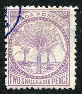 SAMOA SG26 1886 Palmen 2s6d rötlich flieder wmk 4a perf 12,5 fein gebraucht - Bild 1 von 1