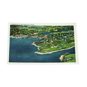 Postal Vista Aérea Damariscotta y Newcastle Maine De Colección A442 - Imagen 1 de 2