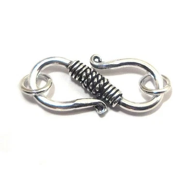 6 PCS 28X11MM COPPER BALI S HOOK CLASP OXIDIZED SILVER PLATED 2MM THICK 791 MRA- - Image 1 of 3