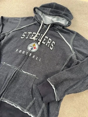 Sudadera con capucha Majestic Pittsburgh Steelers algodón poliéster cremallera completa para mujer 2XL Foto 1 de 4