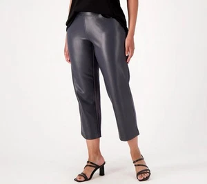Belle By Kim Gravel Faux Leather With Ponte Gauchos Size 32W Graphite A518259 - Picture 1 of 3