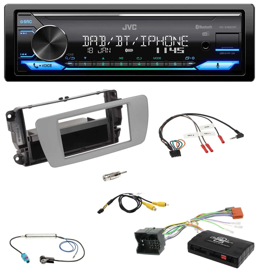 JVC Bluetooth DAB USB Lenkrad Autoradio für Seat Ibiza 2008-2015 dublingrau - Bild 1 von 4