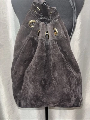 Mochila italiana Brizzolari para mujer de colección Y2K dinero antiguo retro marrón gamuza cuero Foto 1 de 4