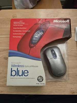 Microsoft Wireless Optical Mouse Blue X08-78550 USB PS/2 Windows Mac SEALED! - Image 1 of 2