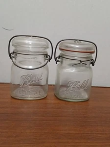 2 Vintage KUGEL IDEAL PINT Klarglas Einmachgläser Bügel Draht mit Deckel - Bild 1 von 7